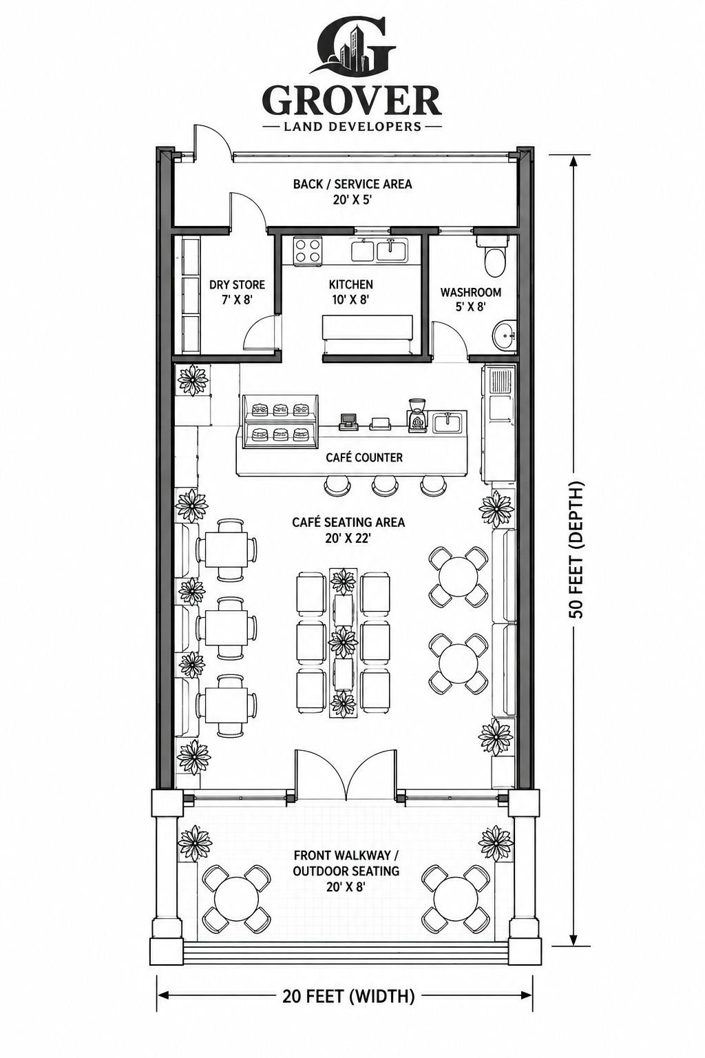 Commercial Street Walk typical cafe floor plan
